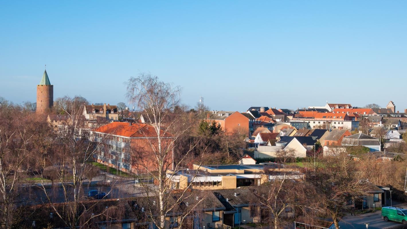 Vordingborg med gåsetårn i horisonten